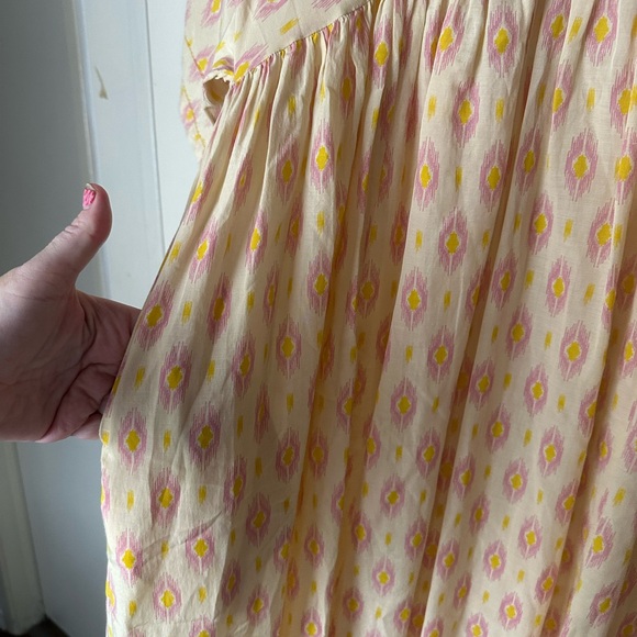 Zara Pink Yellowish Geometric Print Oversized Smock Front ViscoseCotton Dress XS - Picture 11 of 16